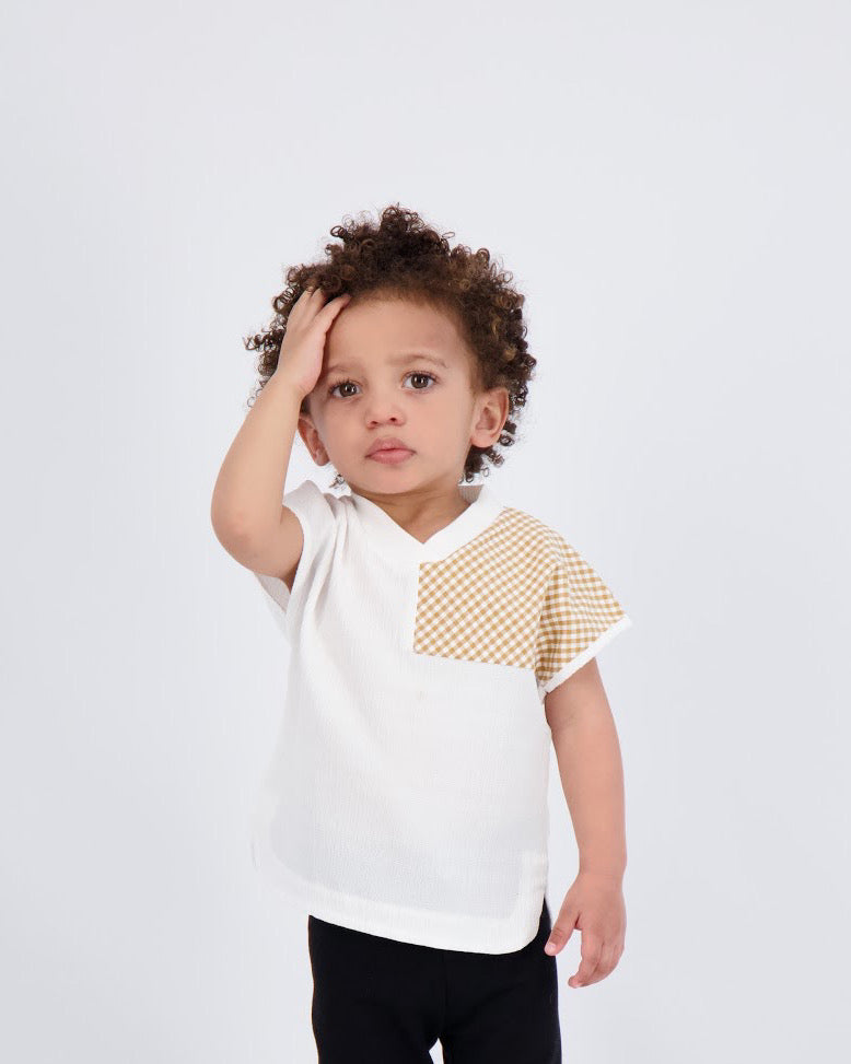 GINGHAM DETAIL SHIRT