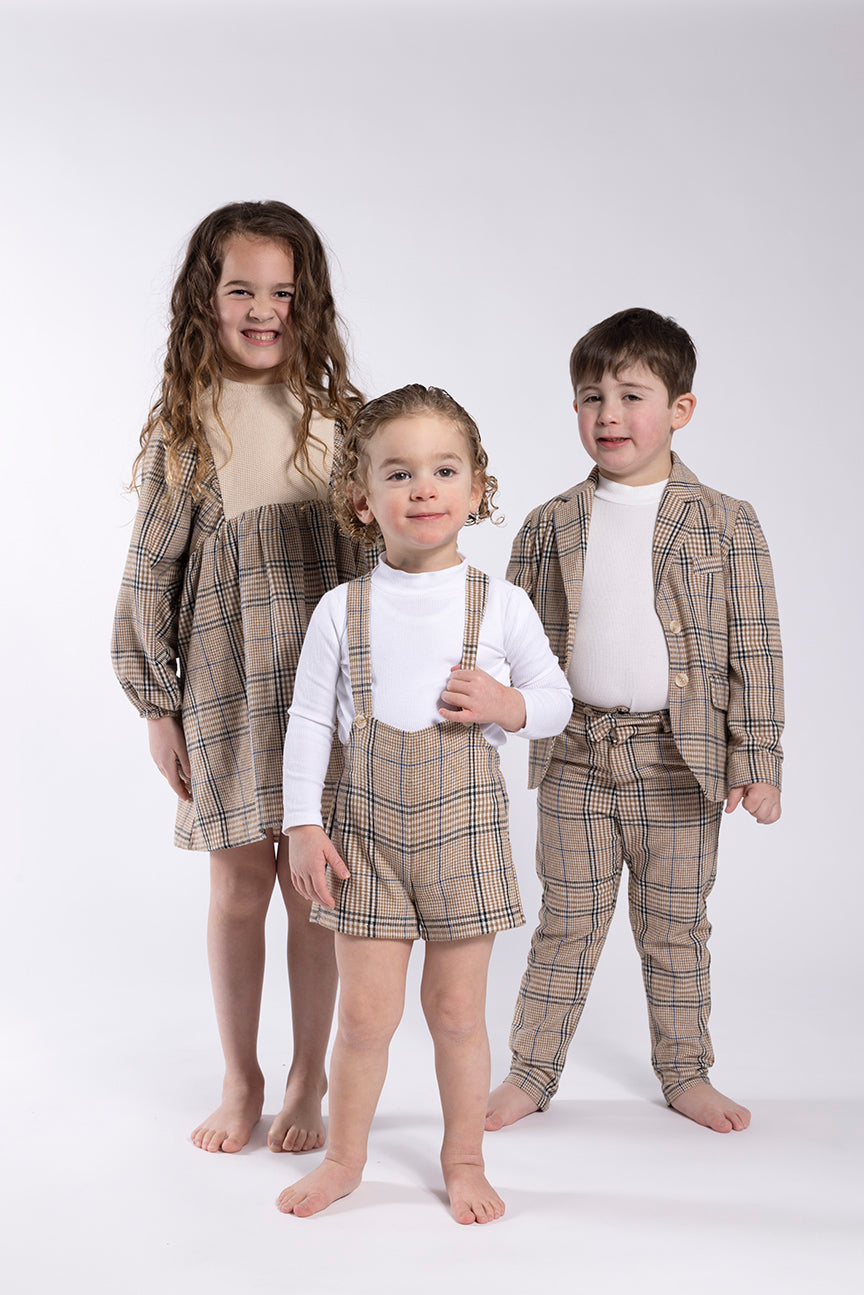 Sherpa Bib Plaid Dress