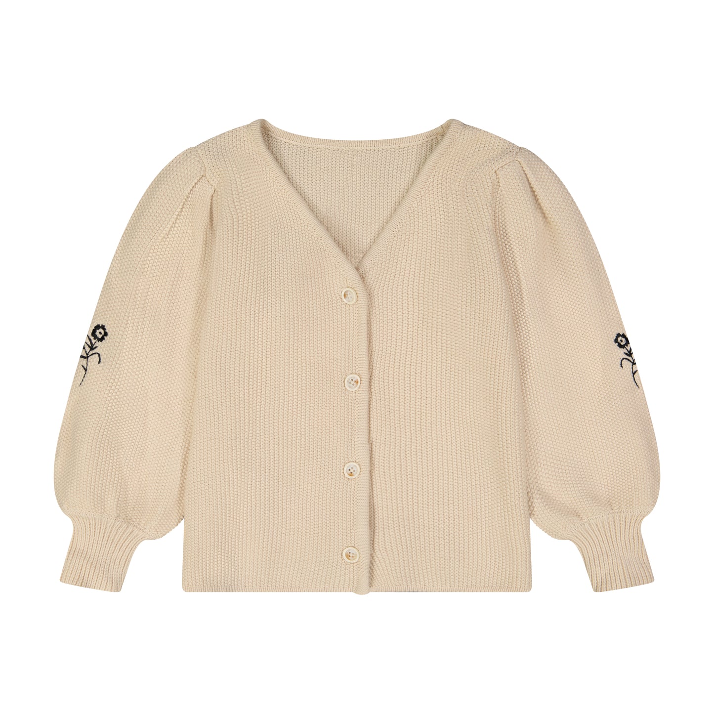 Embroidered Flower Cardigan Ivory
