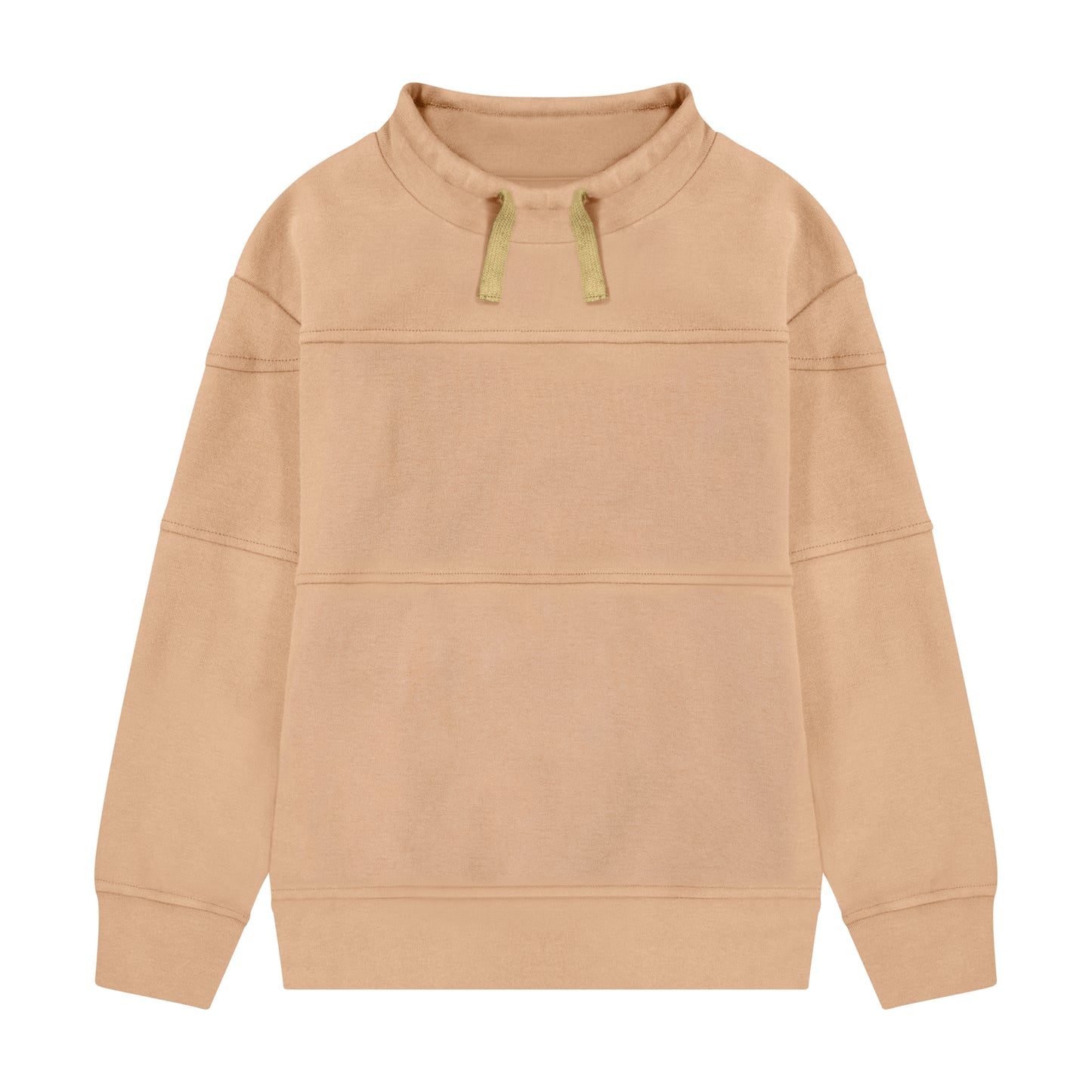 Drawstring Neck Sweatshirt Tan