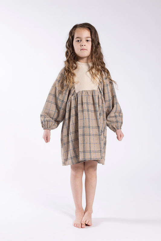 Sherpa Bib Plaid Dress