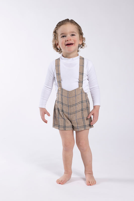 Plaid Suspender Shorts