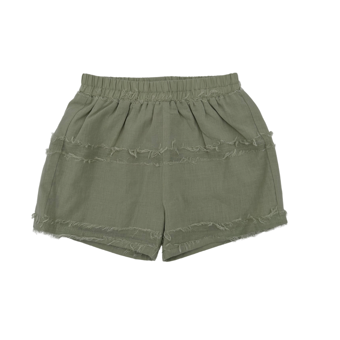 FRAYED FABRIC SHORTS