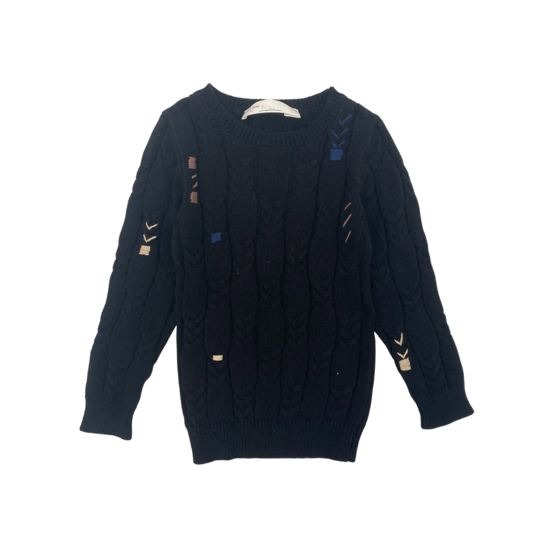 EMBROIDERED CABLE SWEATER