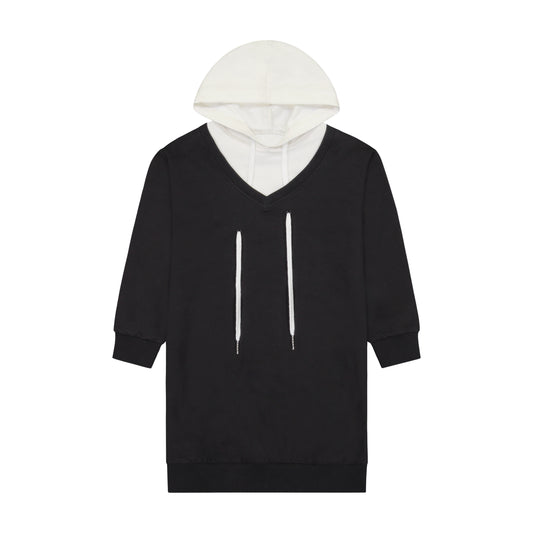 CONTRAST HOODIE DRESS