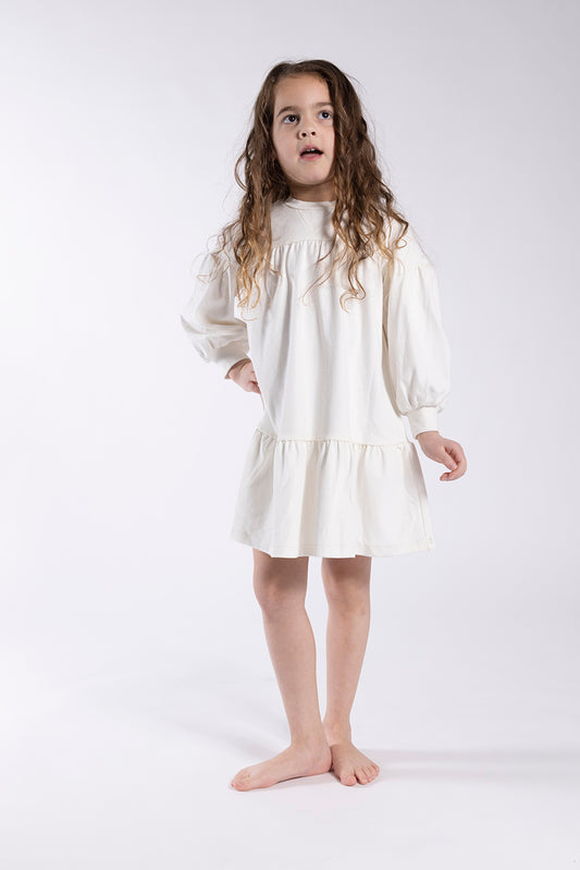 Tiered Sweat Dress White