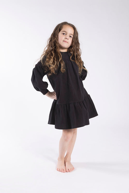 Tiered Sweat Dress Black