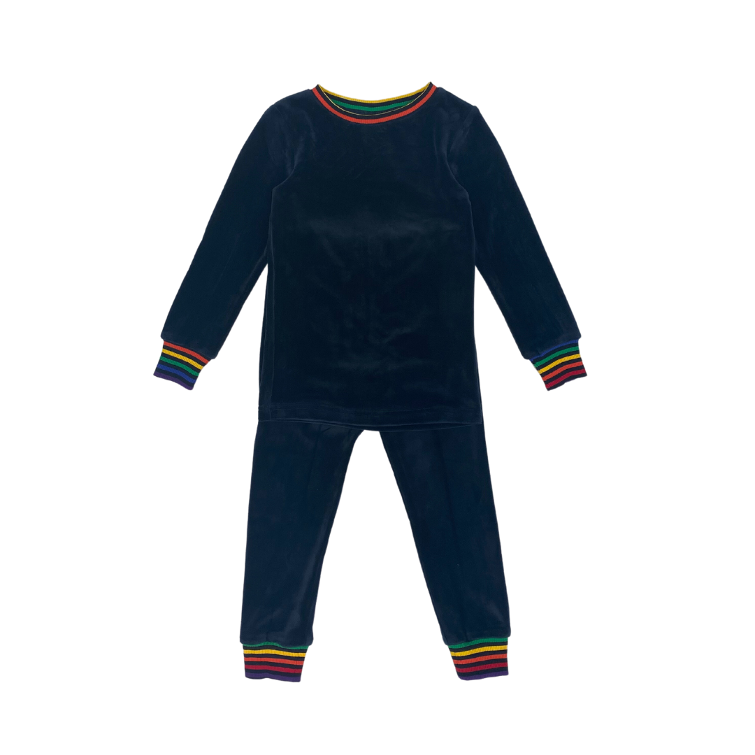 VELOUR RAINBOW TRIM PAJAMA