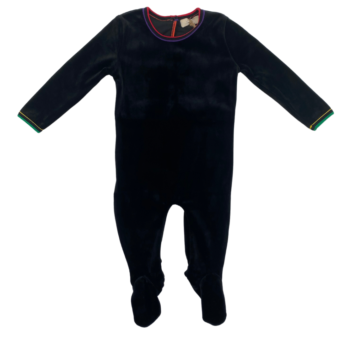 VELOUR RAINBOW TRIM ONESIE