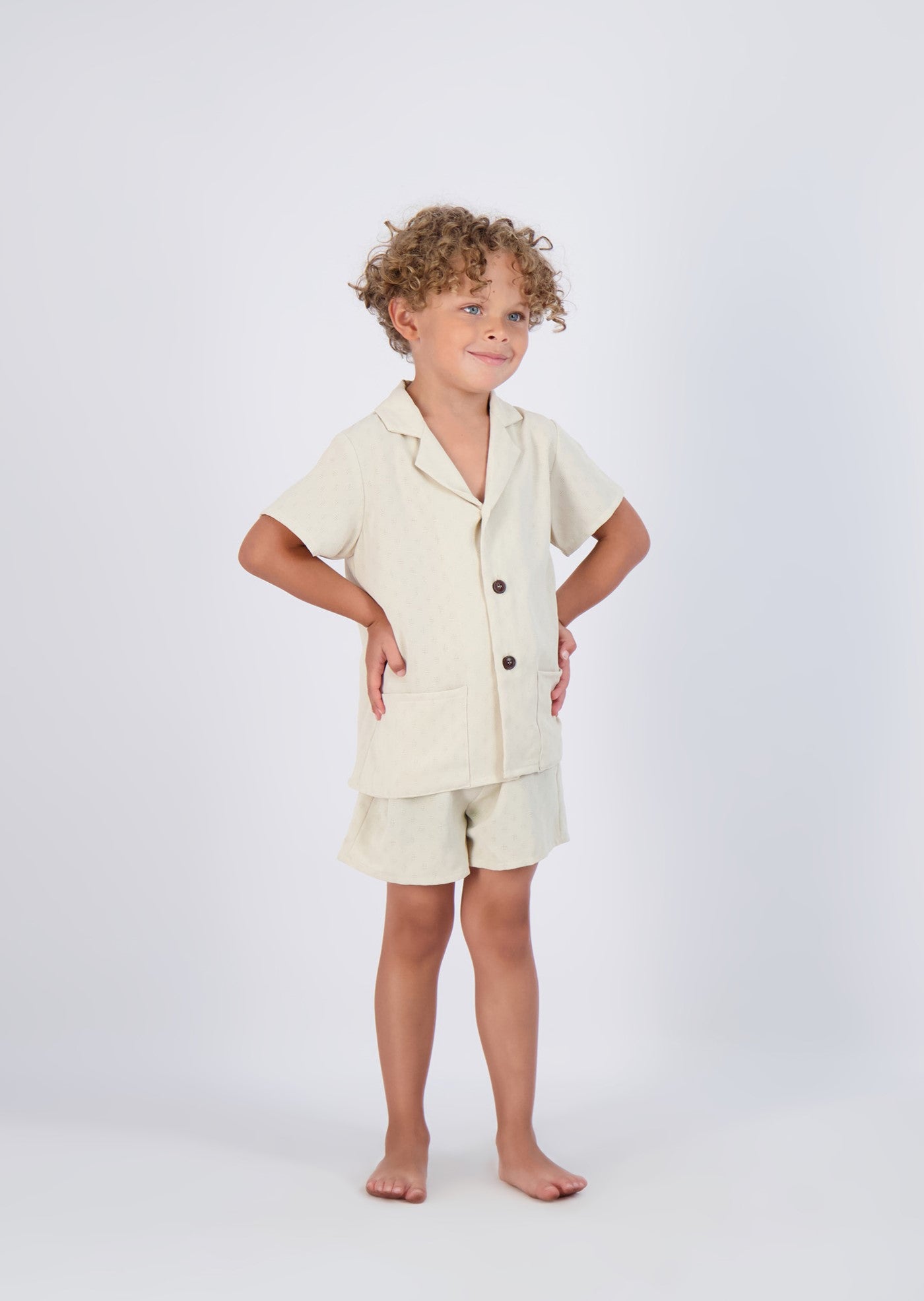 LINEN TEXTURED SHIRT AND SHORTS