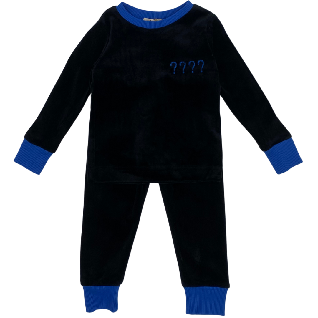 Blue Trim Velour Pajamas