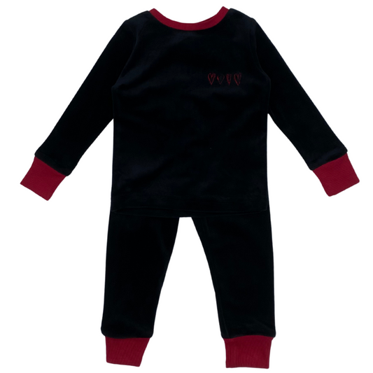 Red Trim Velour Pajamas