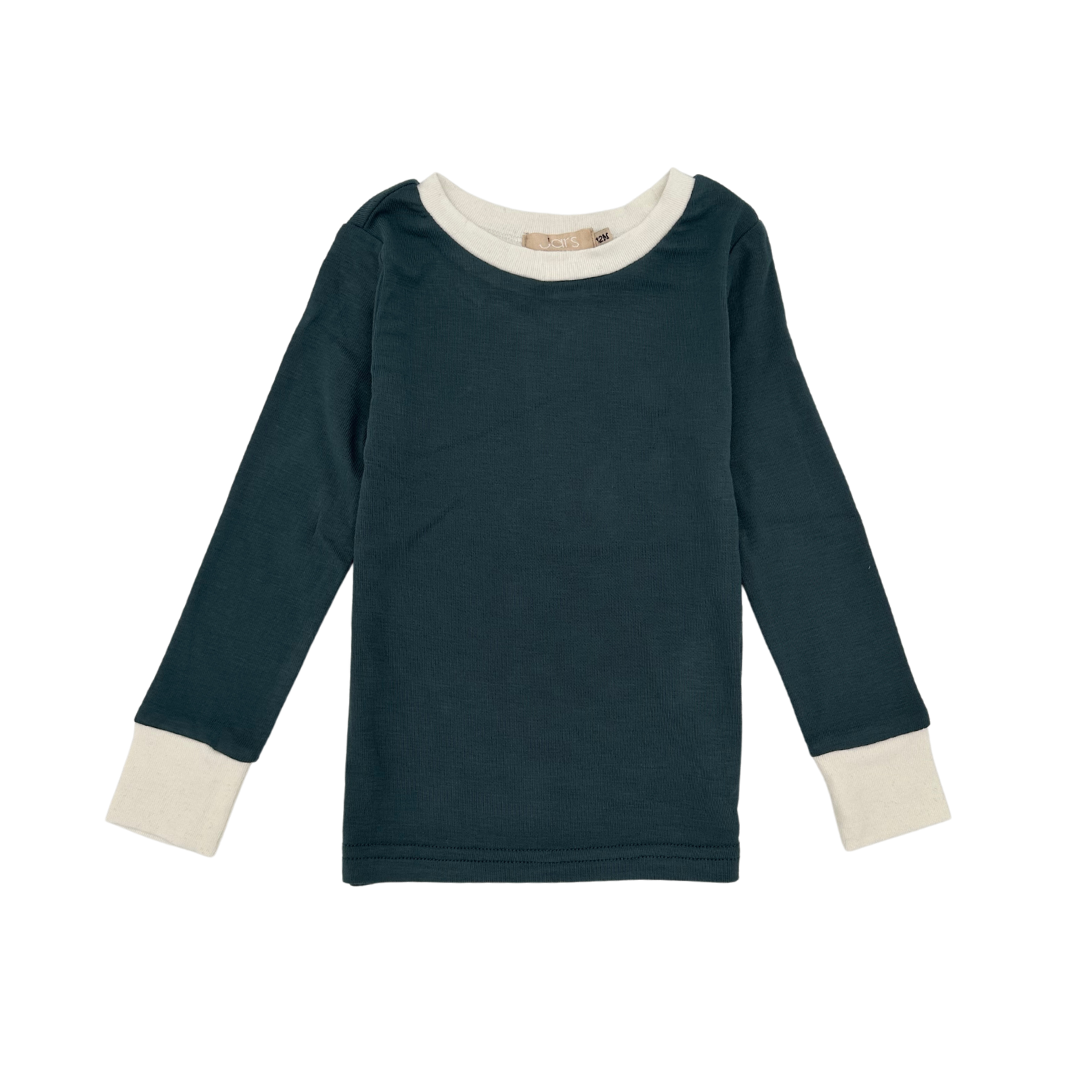 Solid Contrast Pajamas Top & Bottom