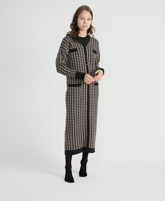 HOUNDSTOOTH CARDIGAN DRESS