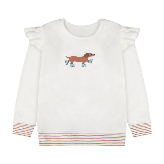 Rollerskating Dog Ruffle Sweatshirt