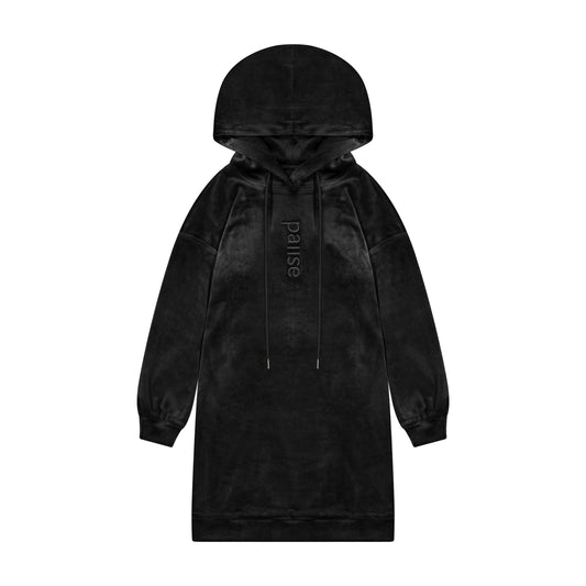 Velour Hoodie Dress Black